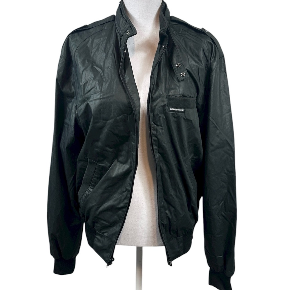 Vintage 80s Members Only by Europe Craft Classic Black Racer Jacket Size 44